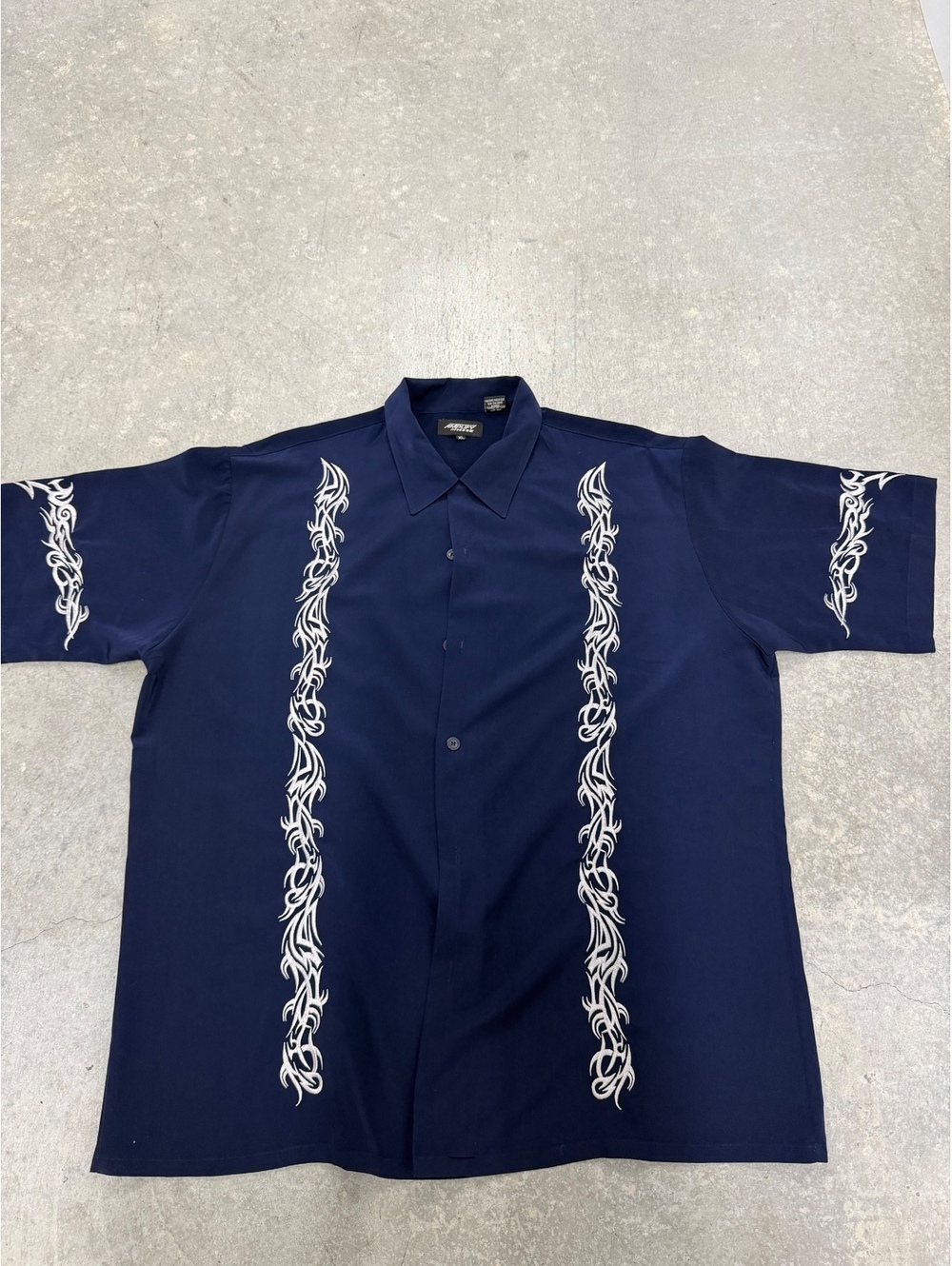 Vintage Y2K Skate Amplify Embroidered Flame Camp Button Up Shirt